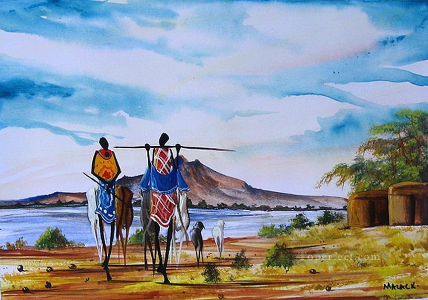 Manyatta Near Lake from Africa Oil Paintings
